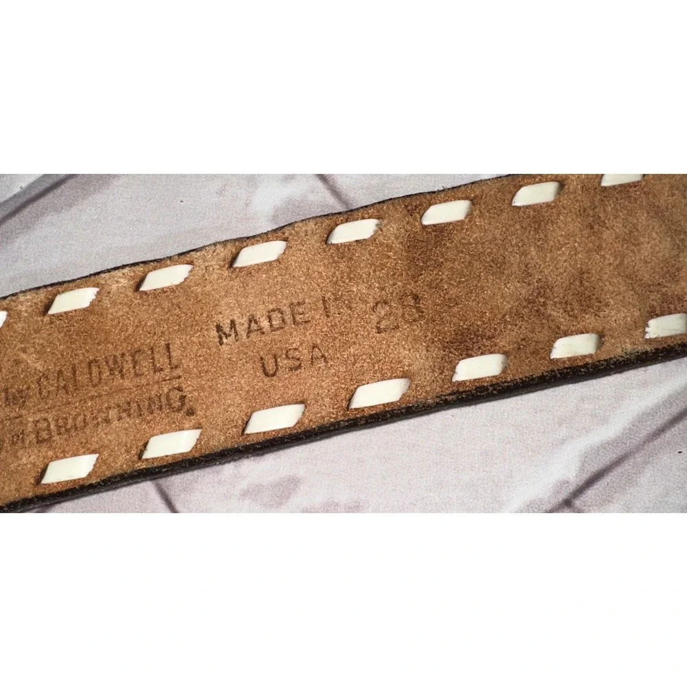 Vintage Caldwell Browning Philmont Scout Ranch Tooled Leather Belt Brown Size 28